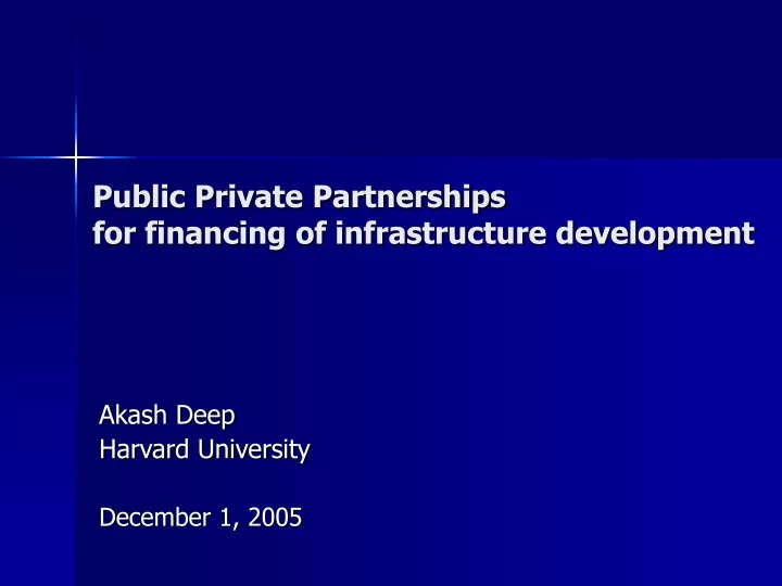 public private partnerships for financing of infrastructure development