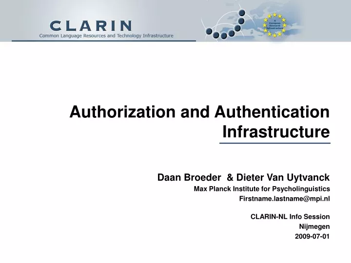 authorization and authentication infrastructure