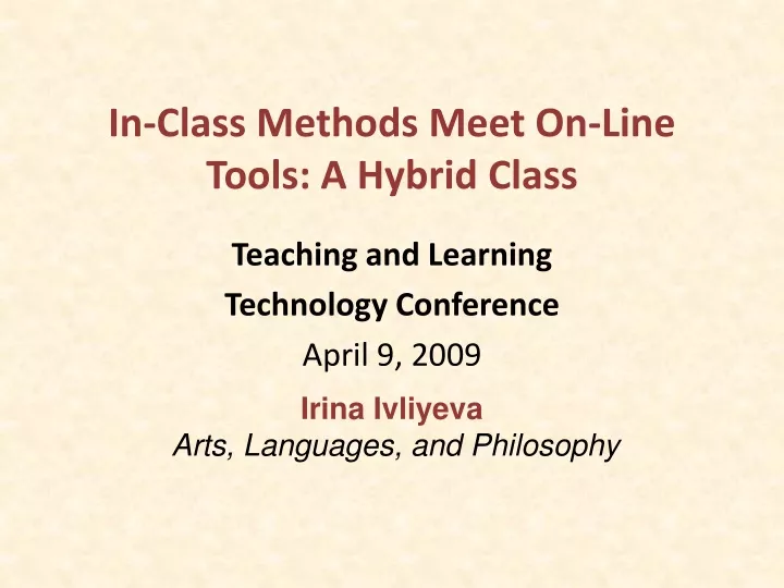 in class methods meet on line tools a hybrid class