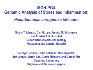 MGH-PGA Genomic Analysis of Stress and Inflammation: Pseudomonas aeruginosa  Infection