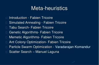 Meta-heuristics