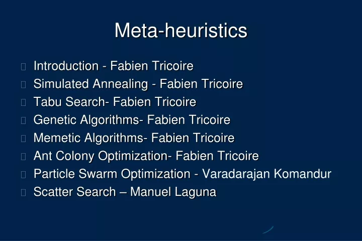 meta heuristics