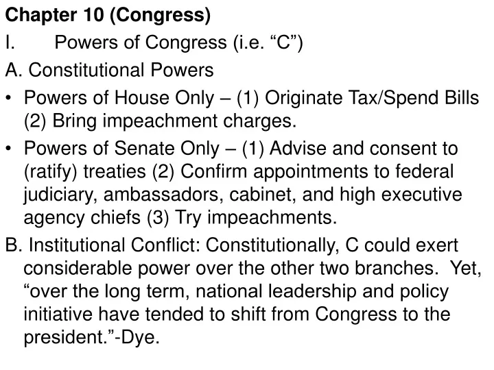 chapter 10 congress i powers of congress