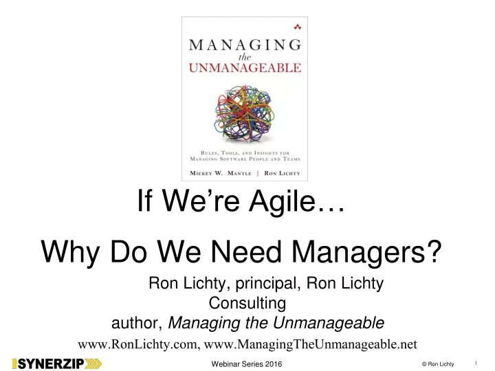 if we re agile why do we need managers