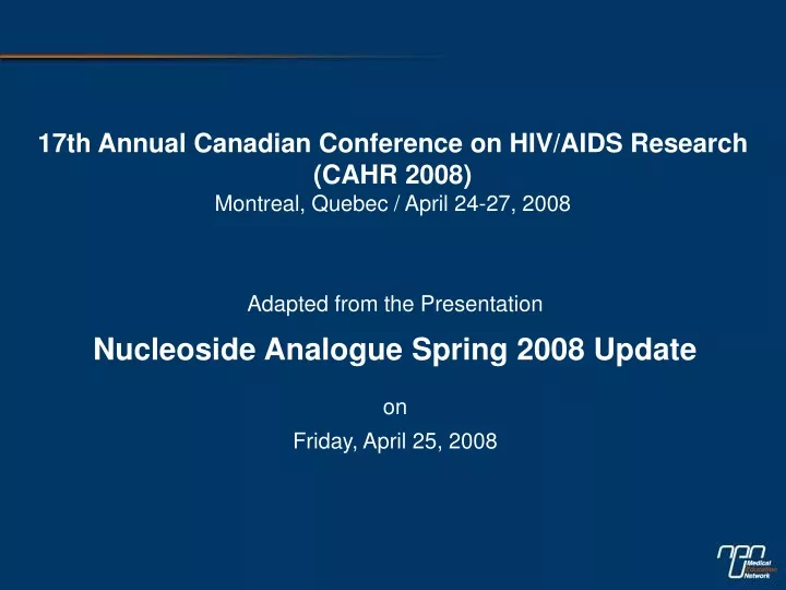 17th annual canadian conference on hiv aids