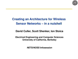 Creating an Architecture for Wireless Sensor Networks – in a nutshell