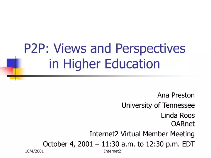p2p views and perspectives in higher education