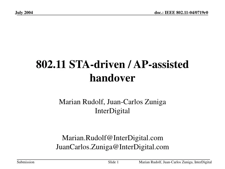 802 11 sta driven ap assisted handover