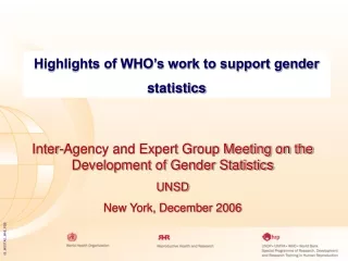 Highlights of WHO’s work to support gender statistics
