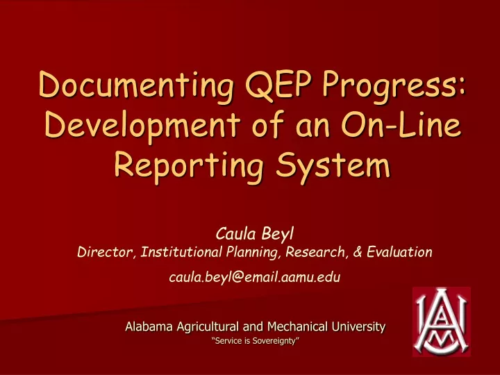 documenting qep progress development of an on line reporting system
