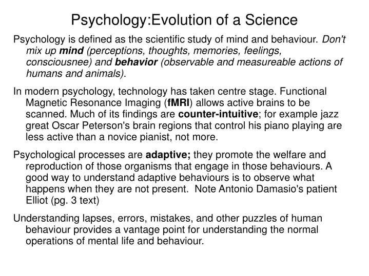 psychology evolution of a science