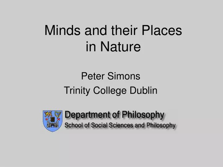 minds and their places in nature