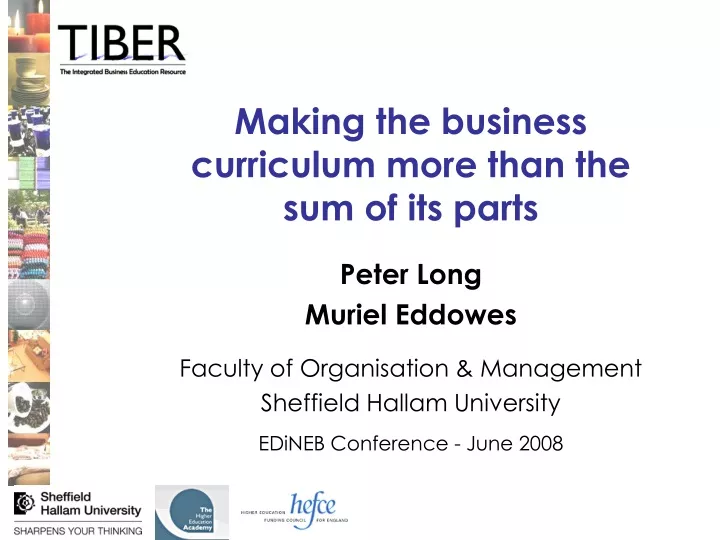 making the business curriculum more than the sum of its parts