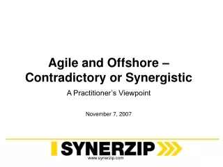 Agile and Offshore – Contradictory or Synergistic