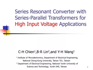 Series Resonant Converter with Series-Parallel Transformers for  High Input Voltage  Applications