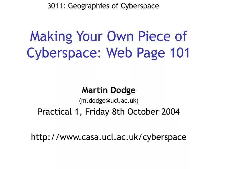 making your own piece of cyberspace web page 101