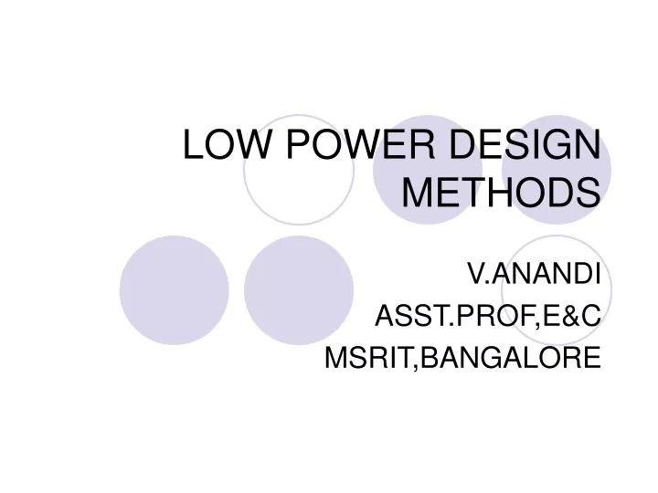 low power design methods