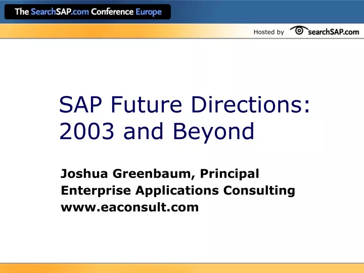 sap future directions 2003 and beyond