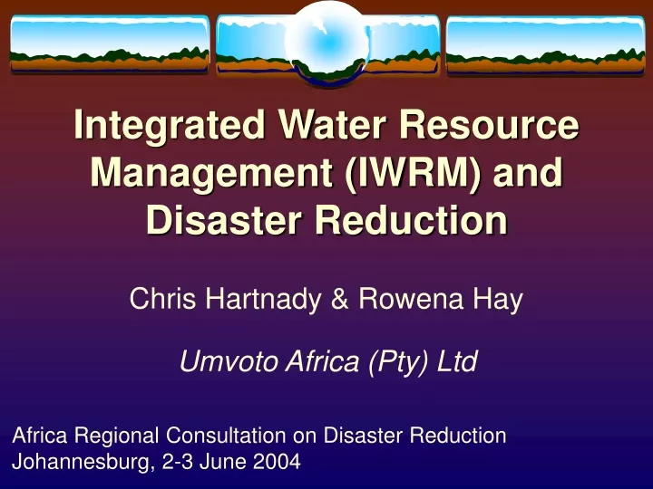 integrated water resource management iwrm and disaster reduction