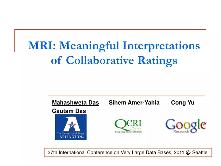 mri meaningful interpretations of collaborative ratings