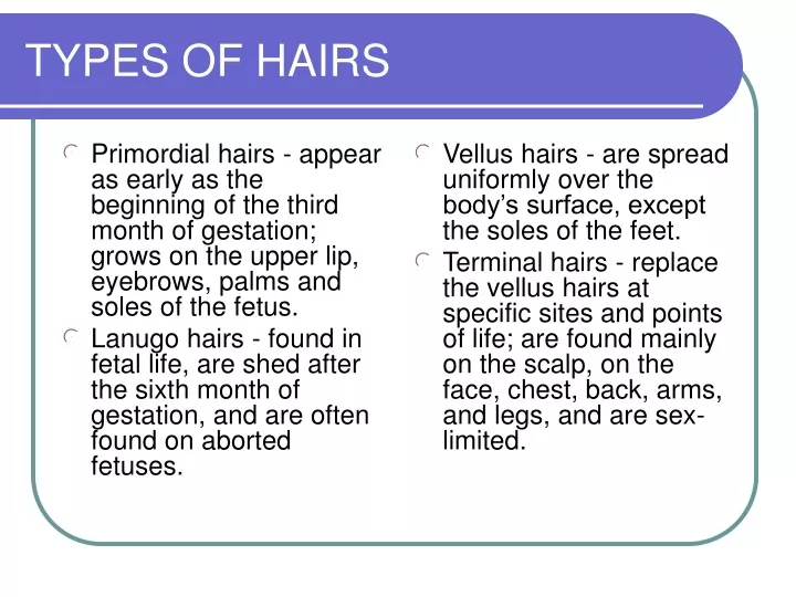 types of hairs