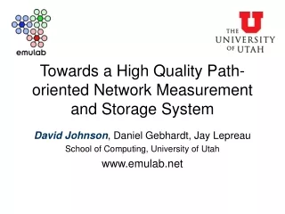 Towards a High Quality Path-oriented Network Measurement and Storage System