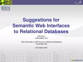 Suggestions for Semantic Web Interfaces to Relational Databases