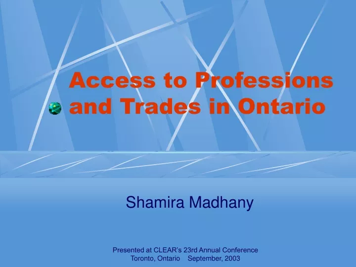 access to professions and trades in ontario