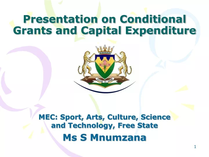 presentation on conditional grants and capital expenditure