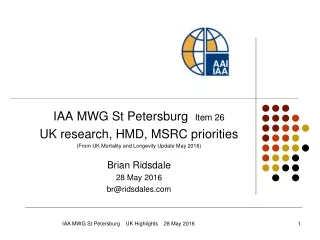 IAA MWG St Petersburg   Item 26 UK  research, HMD, MSRC priorities