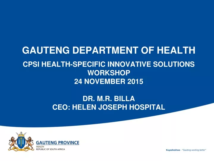 gauteng department of health cpsi health specific