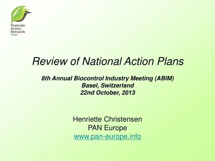 review of national action plans 8th annual
