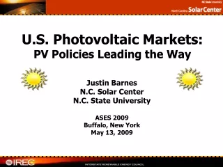 U.S. Photovoltaic Markets: PV Policies Leading the Way