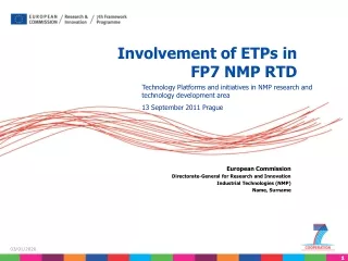 Involvement of ETPs in FP7 NMP RTD