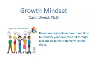 Growth Mindset Carol  Dweck Ph.D