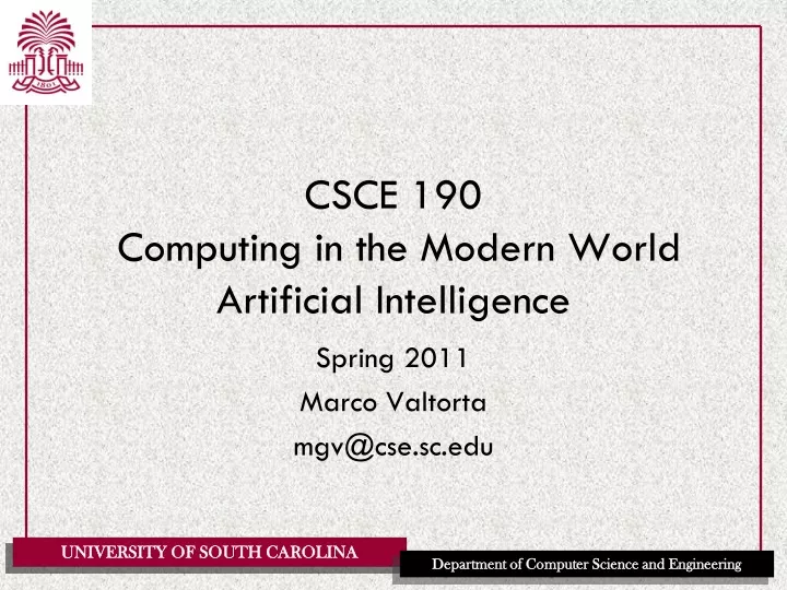 csce 190 computing in the modern world artificial intelligence