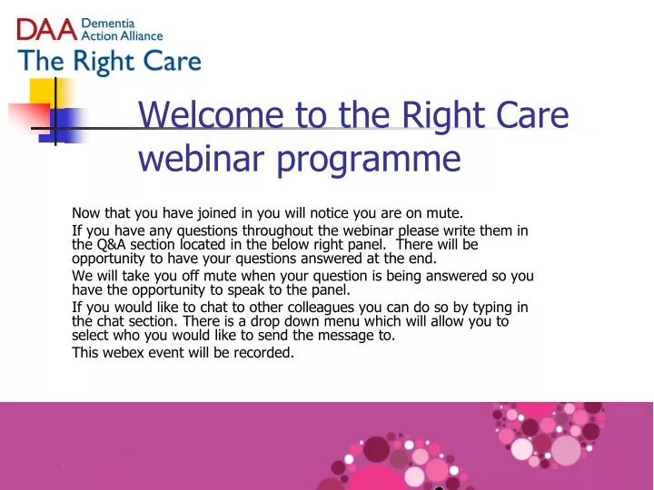 welcome to the right care webinar programme