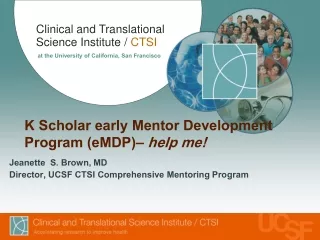 K Scholar early Mentor Development Program (eMDP)–  help me!
