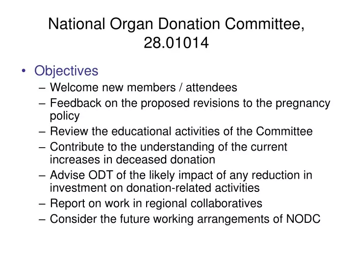 national organ donation committee 28 01014