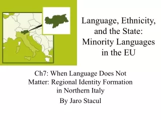 Language, Ethnicity, and the State:  Minority Languages in the EU