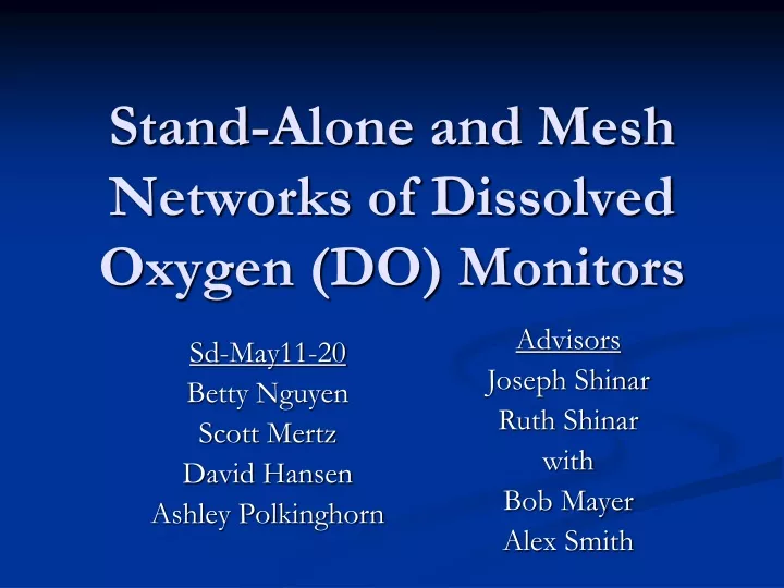 stand alone and mesh networks of dissolved oxygen do monitors