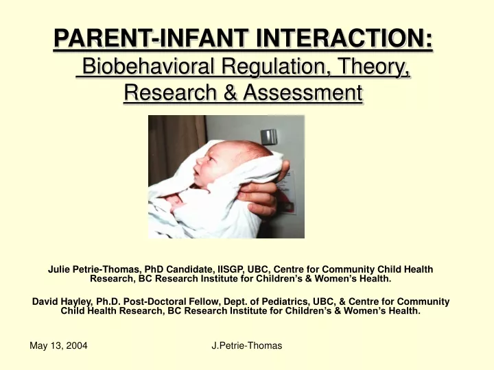 parent infant interaction biobehavioral regulation theory research assessment