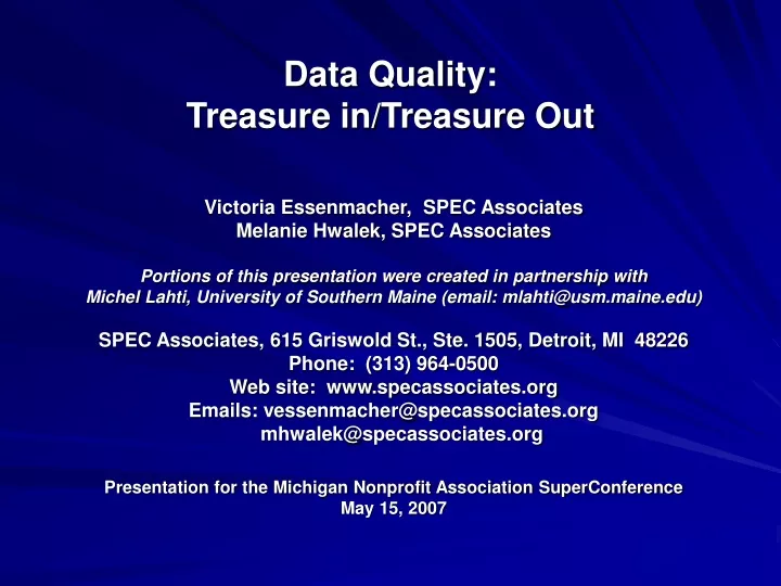 data quality treasure in treasure out