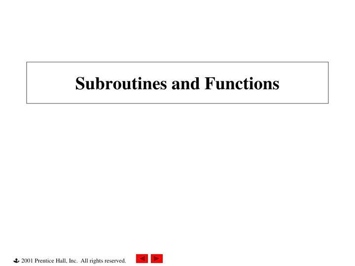 subroutines and functions