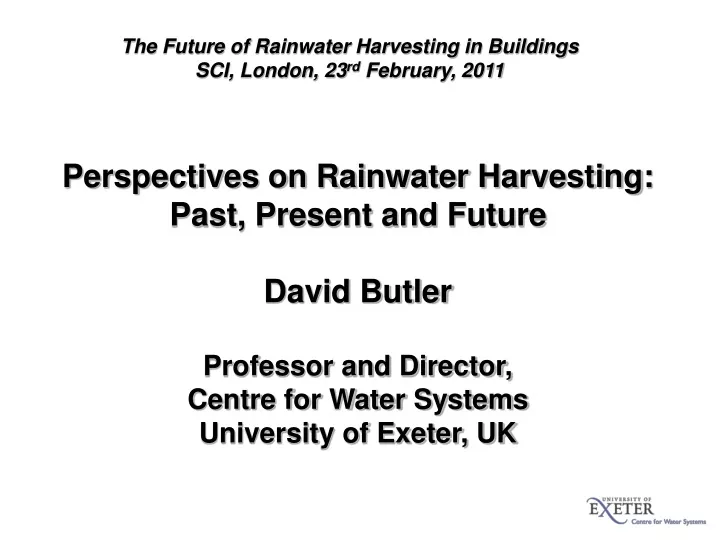 the future of rainwater harvesting in buildings