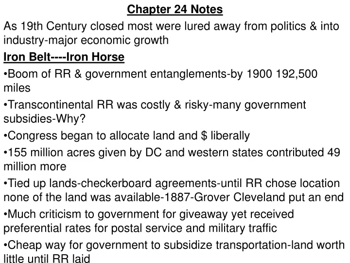 chapter 24 notes as 19th century closed most were