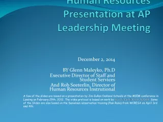 Human Resources Presentation at  AP Leadership Meeting