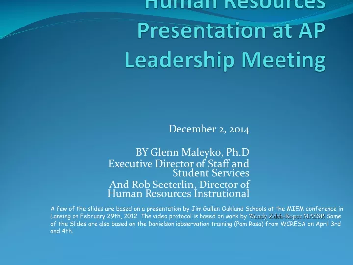 human resources presentation at ap leadership meeting
