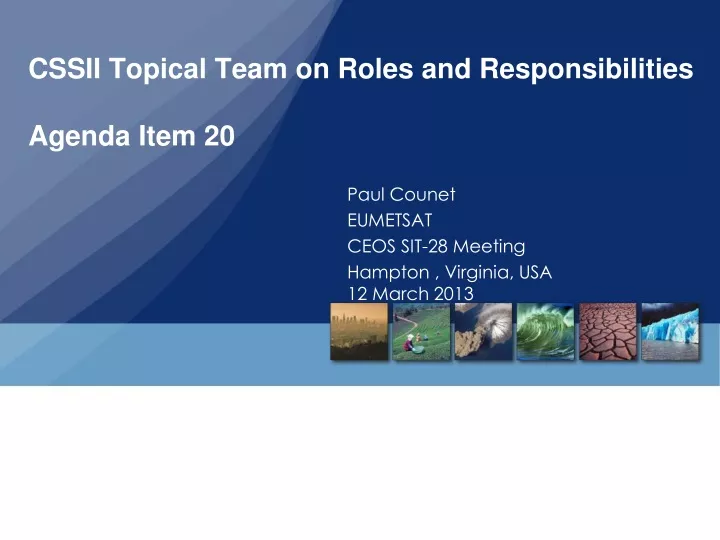 cssii topical team on roles and responsibilities agenda item 20