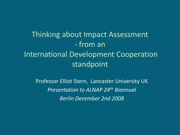 thinking about impact assessment from an international development cooperation standpoint